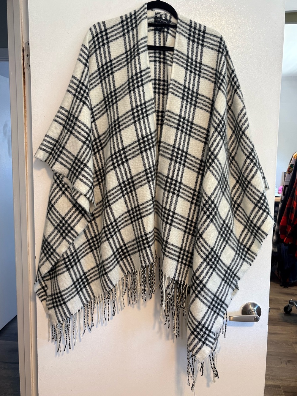 Lane Bryant Black and White Plaid Cape - One Size